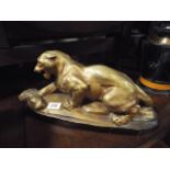 French gilt painted plaster model of a marauding lion signed J B Paris 321 - 15" long