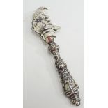 Sterling silver Mr Punch Victorian style childs rattle 15cm long