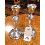 Pair of silver candle sticks with reeded decoration, hallmarked for Birmingham.