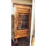 Small Edwardian mahogany display cabinet fitted glass door on short legs