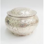 Georgian silver tea caddy of circular form,