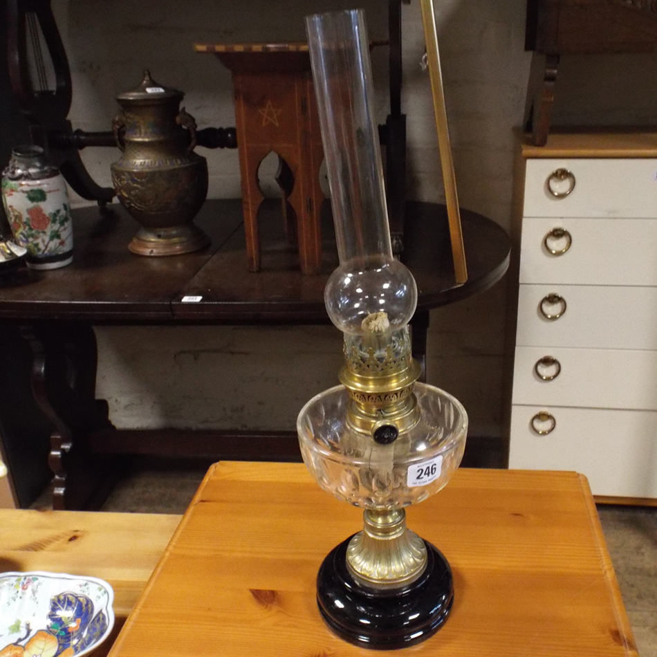 Victorian brass and glass oil lamp