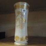 White opaline glass vase with all over gilt decoration of vines and a female figure 30cm high