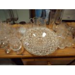 Assorted cut and other glasses,