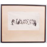 Signed etching depicting penguins - Gentleman of the the Jury - signed L.R.