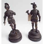 Pair of Spelter figure ornaments of Roman Gladiators (12" high)