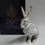 Royal Crown Derby paperweight - Starlight Hare, Guild exclusive, gold button, original box etc.