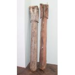 Pair of antique carved oak door columns (a/f)  As found