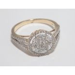 Large modern diamond cluster ring,