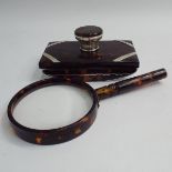 1920's tortoiseshell and silver desk blotter 13cm long,