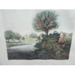 Framed coloured print, Fly fishing for trout after J.