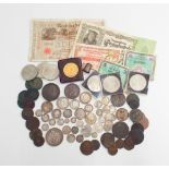 A collection of English and foreign coins in bronze & copper to include the British Trade dollar