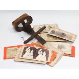 Victorian wooden hand held stereoscope complete with viewing cards