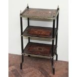 3 tier French inlaid etagere with brass mounts