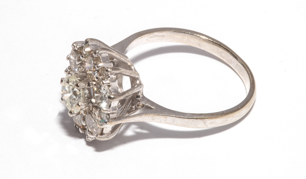 Diamond daisy cluster ring, set with brilliant cut diamonds, on 18ct white gold shank, - Image 2 of 3