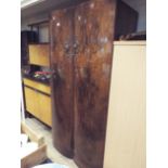 Gents figured walnut bow front 2 door semi fitted wardrobe