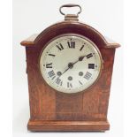 Late Victorian chiming bracket clock in oak case