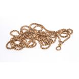 9ct gold fancy box link guard chain, approx 58" long, weight 40 grams  Condition - Good