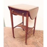 17' mahogany Pembroke table fitted 1 draw with under-tier on square tapered legs