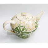 Limited Edition Dennis china works teapot by Sally Tuffin decorated with Jasmine flowers - 15cm high