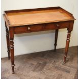 3' Victorian mahogany tray topped side table, fitted 2 drawers,