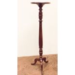 Tall mahogany Torchere on pillar and tripod base