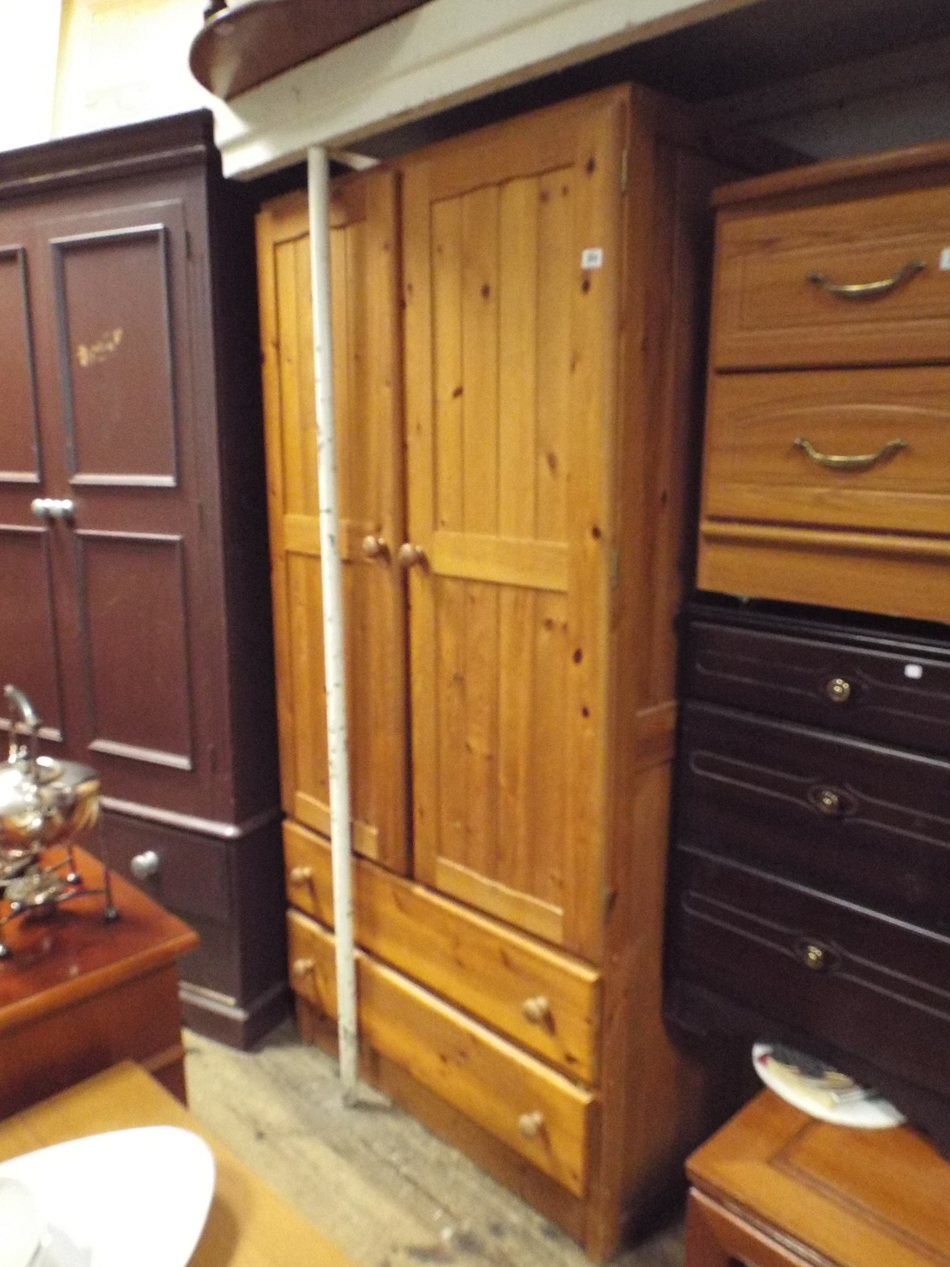 Modern pine double-door wardrobe,