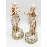 Pair of Royal Dux figurines, Shepherd and Shepherdess applied triangle mark to the base - each