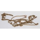 9ct yellow gold fancy rope guard chain, approx 60" long, 30 grams.