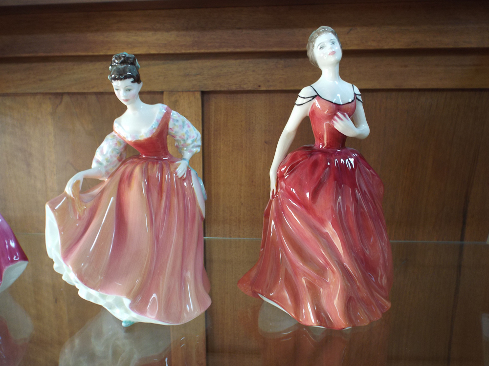 2 Royal Doulton lady figures Innocence HN2842 and Fair Lady (Coral Pink) HN2835