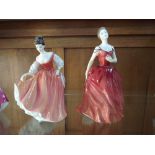 2 Royal Doulton lady figures Innocence HN2842 and Fair Lady (Coral Pink) HN2835