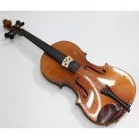 Viola with refurbishment label ' Edmond May, Glasgow' ( 26" long overall,