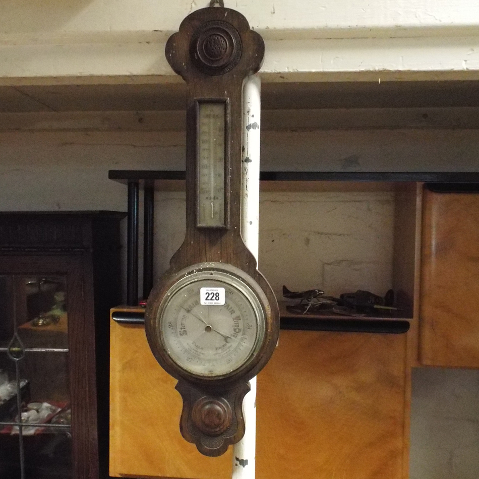 Edwardian oak banjo wall barometer