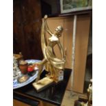 Gold painted plaster model of a semi nude female (47 cm high)