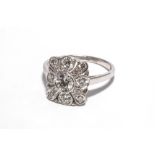 18ct white gold diamond cluster ring,