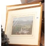 2 small gilt framed watercolours of continental scenes