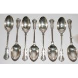 Goldsmiths & Silversmiths Company - eight matching silver dessert spoons,