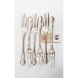 Goldsmiths & Silversmiths Company - six matching silver dessert forks,