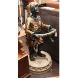 Large Blackamoor with snake umbrella stand 50" tall