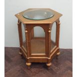 Hexagonal gilt glazed display cabinet 21" wide x 28" high