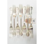 Goldsmiths & Silversmiths Company - seven matching silver table forks,