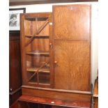 3' oak part glazed bureau cabinet