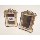 Pair of small hallmarked silver easel photograph frames,