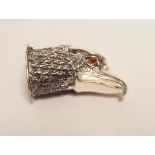 Silver plated novelty vesta case modelled as an eagles head with glass eyes