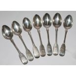 Seven matching Victorian Irish silver teaspoons, Dublin 1891, marked Donegan. 6.4 oz troy.