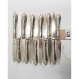 Eleven matching German silver fruit knives, marked Henninger,