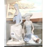 2 Lladro style lady figure ornaments