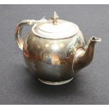 Victorian silver teapot of globular form, silver handle with ivory spacers, makers mark AS,