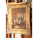 Reproduction picture of figures in interior scene in a gilt frame