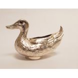 Miniature silver Duck shaped pin cushion